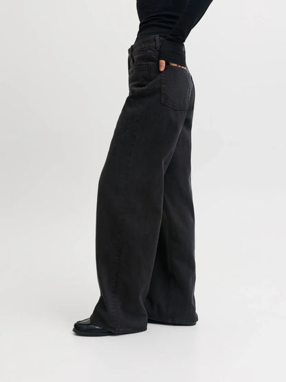 Tokyo ava wide leg jeans met strass black