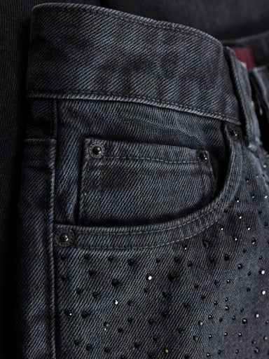 Tokyo ava wide leg jeans met strass black