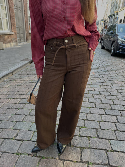 JXZOE sille wide leg denim pants bruin