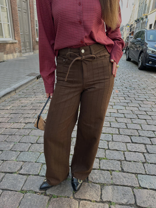JXZOE sille wide leg denim pants bruin