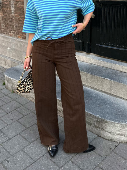 JXZOE sille wide leg denim pants bruin