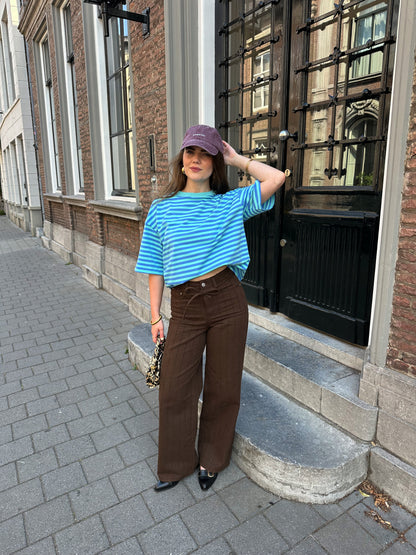 JXZOE sille wide leg denim pants bruin