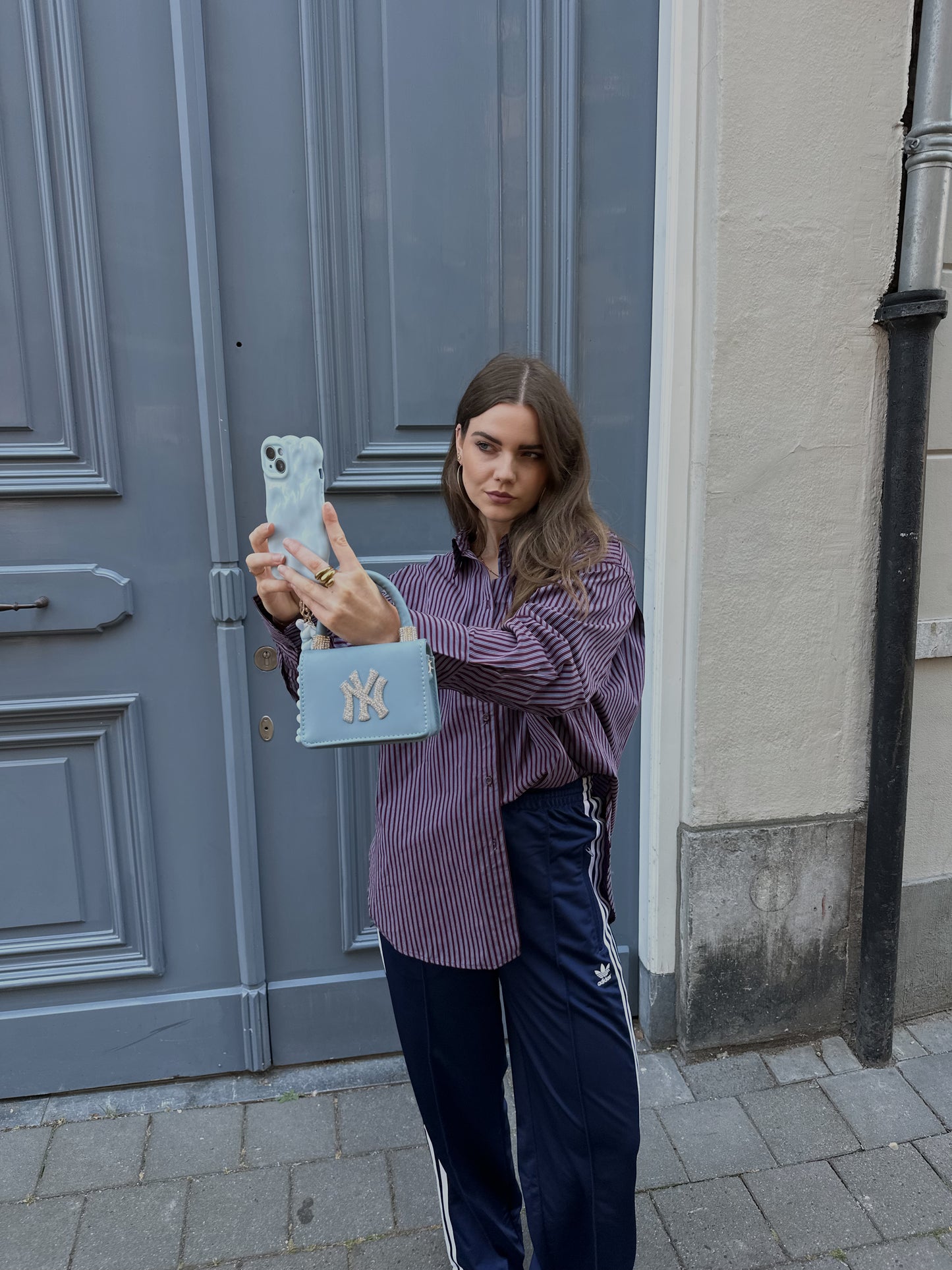Jamie strepen blouse bordeaux