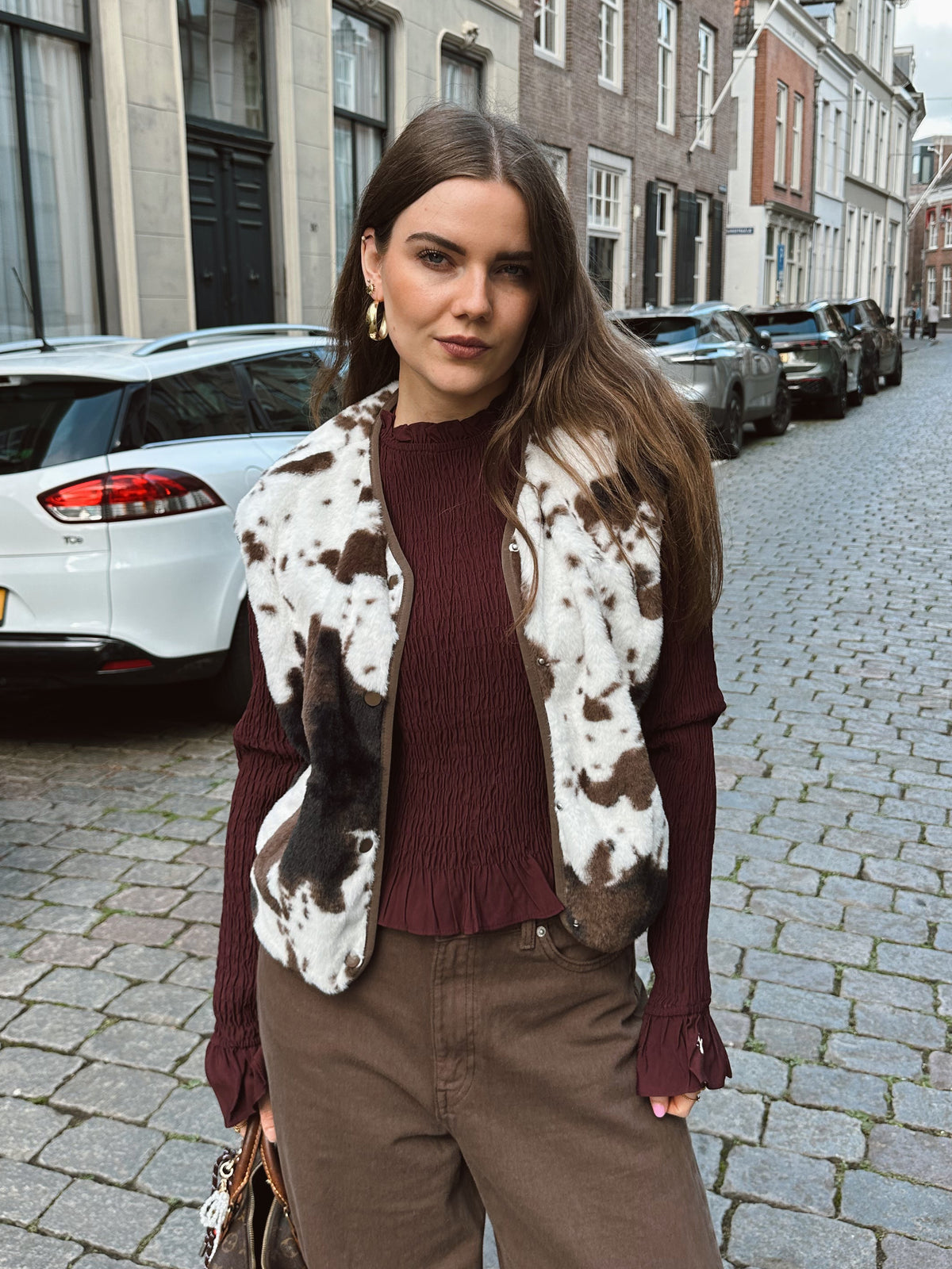 Jill Teddy-Gilet Kuhdruck