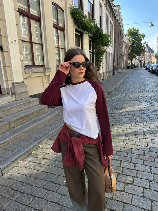 Juul two toned baseball longsleeve bordeaux
