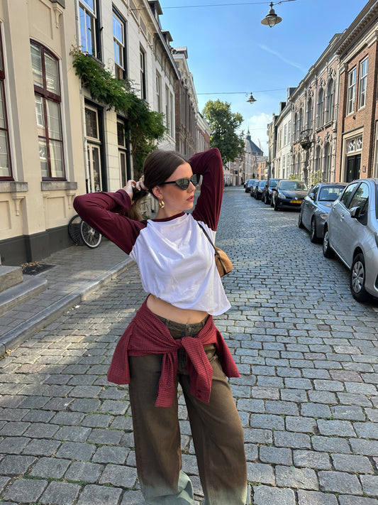 Juul two toned baseball longsleeve bordeaux