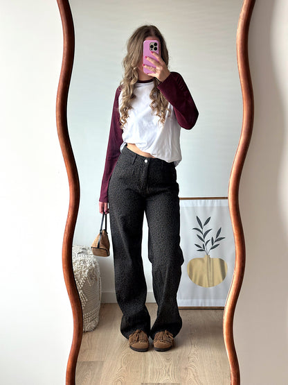 Leopard Straight Jeans Dunkelbraun