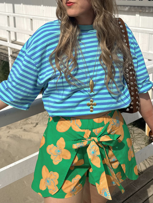 Striped t-shirt blauw groen