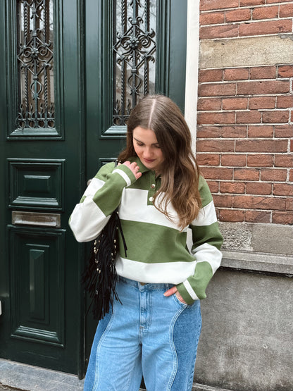 Lotte Polopullover Streifen grün
