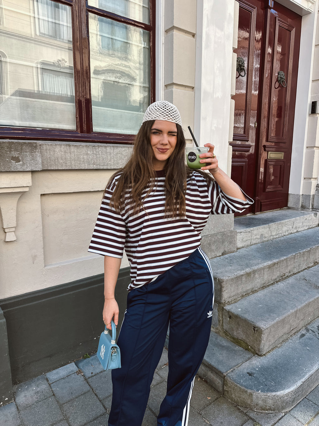 Olivia t-shirt met strepen bordeaux