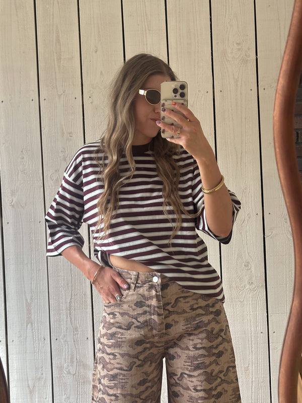 Olivia t-shirt met strepen bordeaux