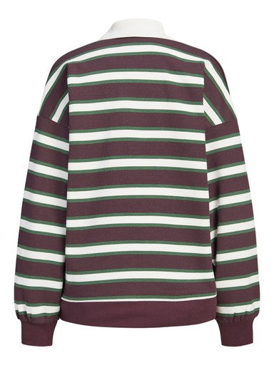 Paloma gestreepte longsleeve polo brown/green