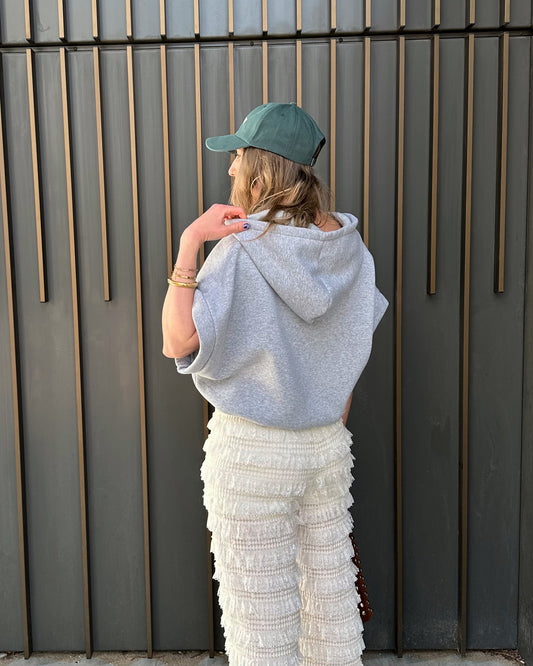 Peggy Reißverschluss-Hoodie Kurzarm grau
