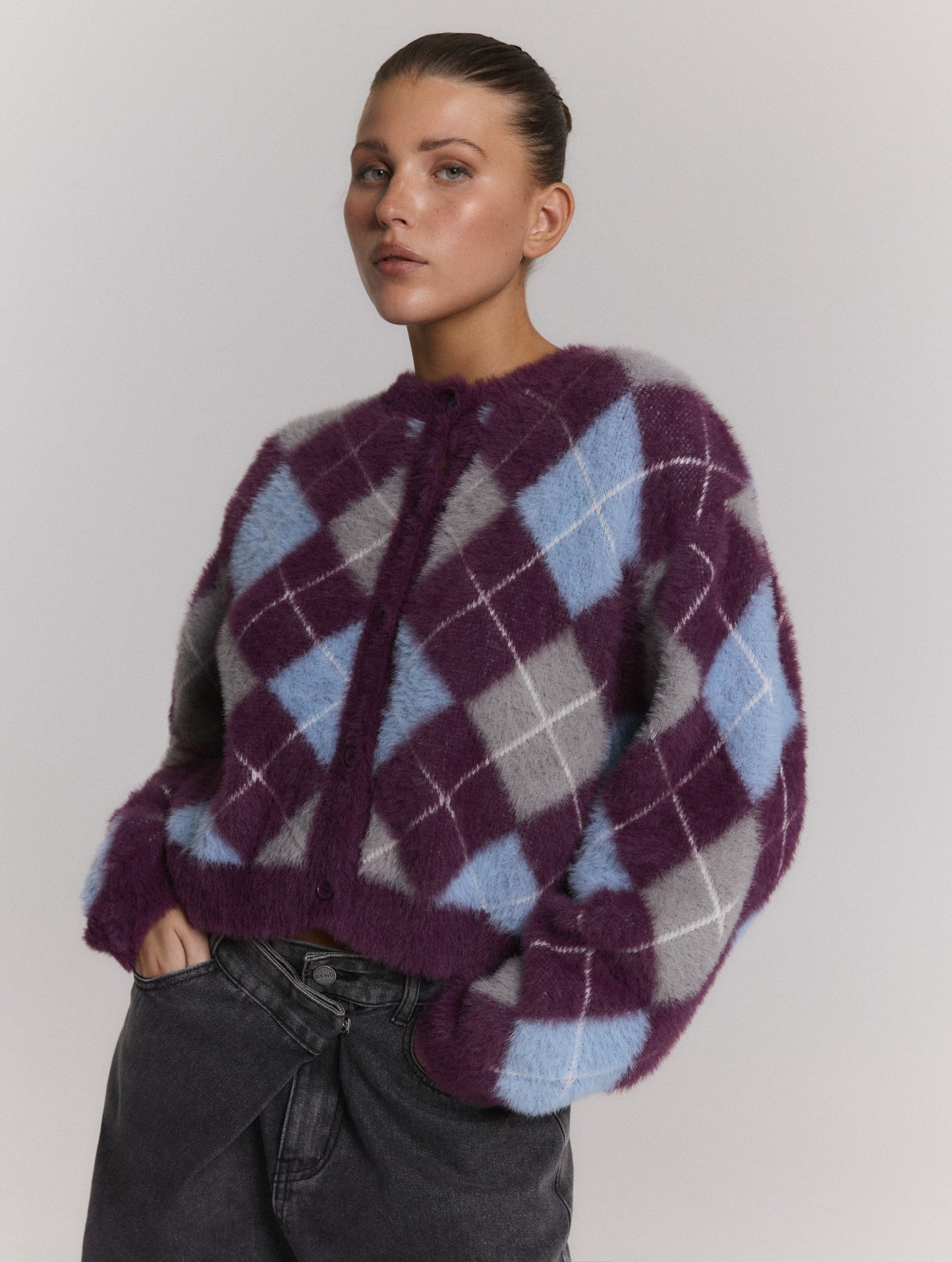 Refined Department Nomi cardigan ruit purple