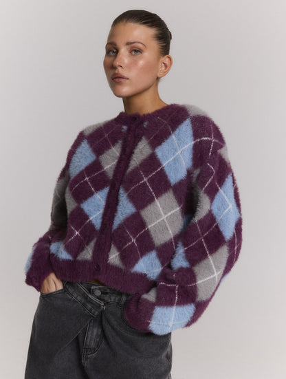 Refined Department Nomi cardigan ruit purple
