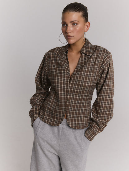 Refined Department Syd blouse checkered brown