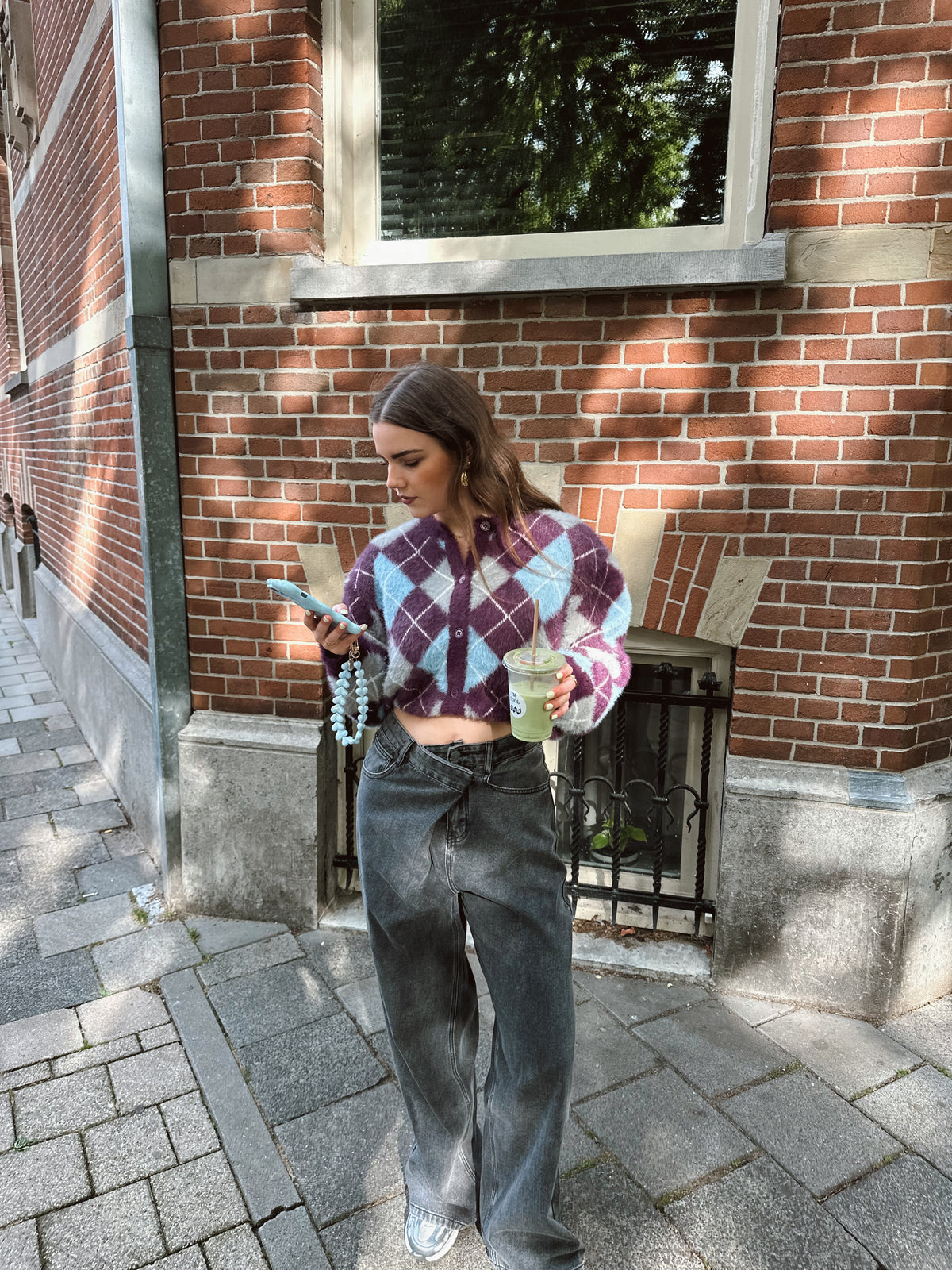 Refined Department Nomi cardigan ruit purple