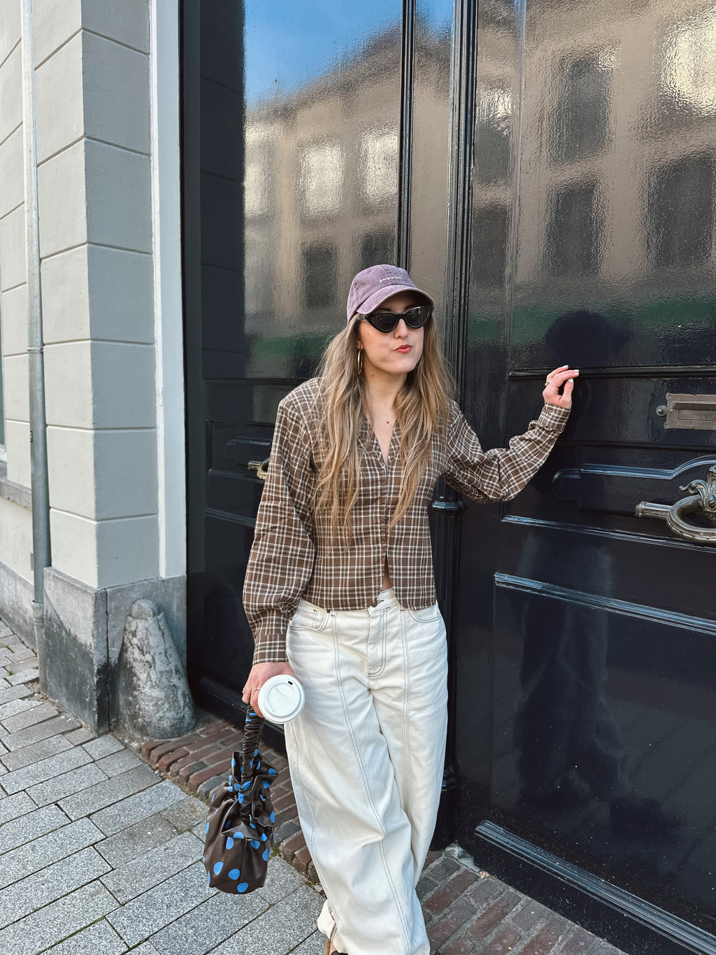 Refined Department Syd blouse checkered brown