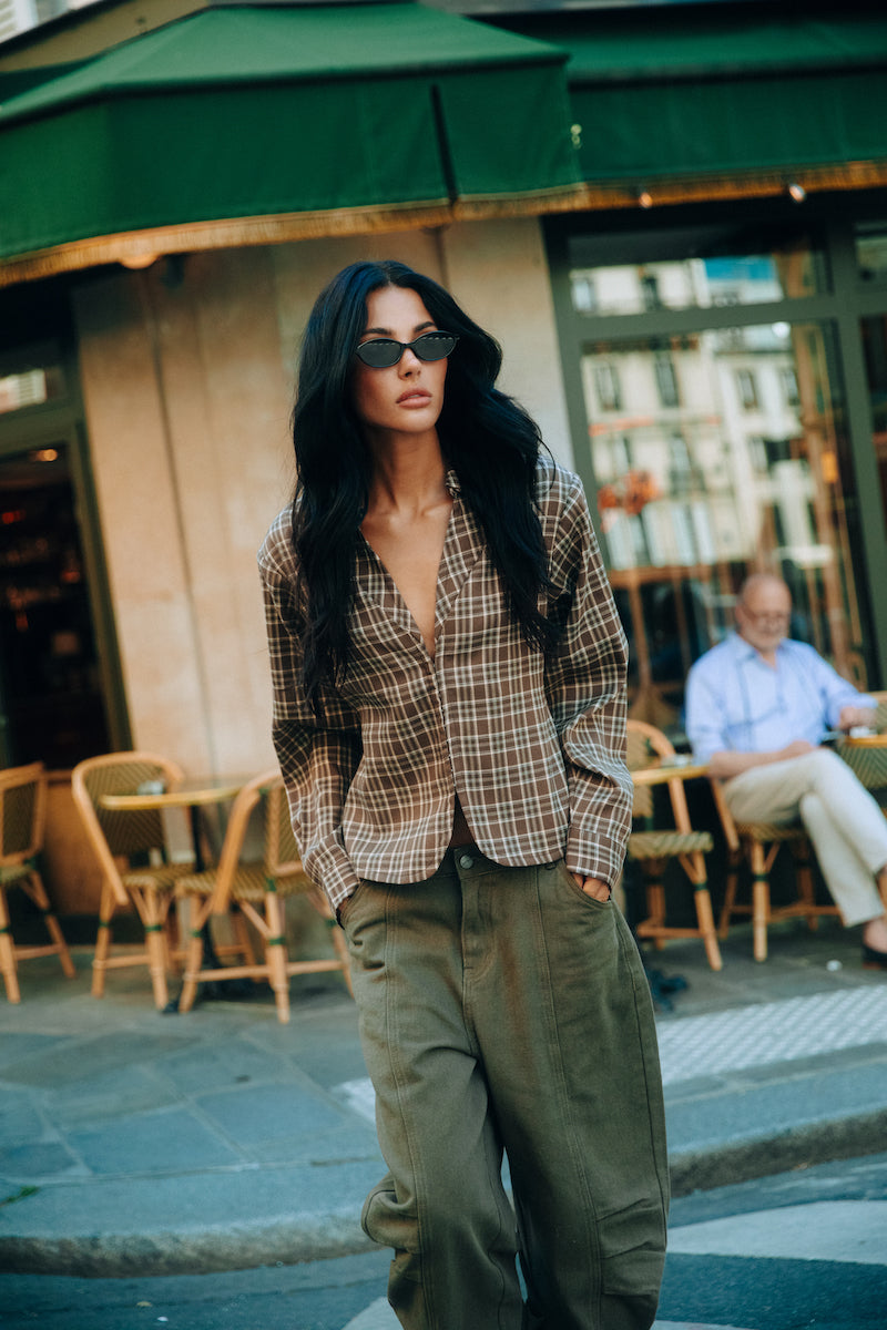 Refined Department Syd blouse checkered brown