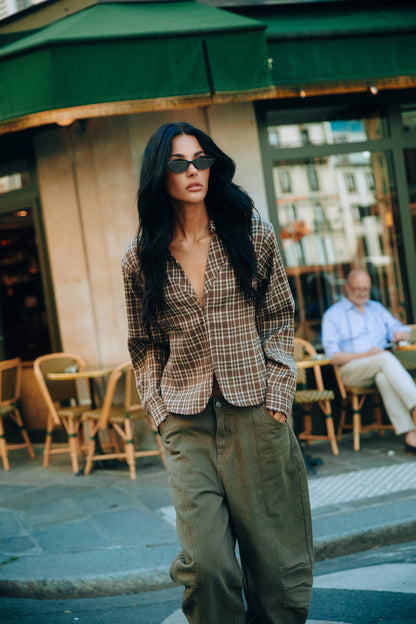 Refined Department Syd blouse checkered brown