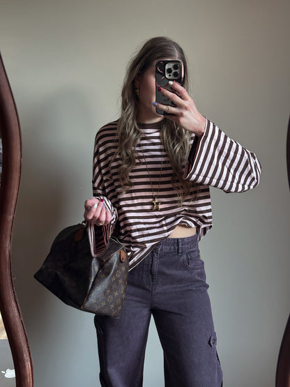 Romy gestreiftes Langarmshirt rosa