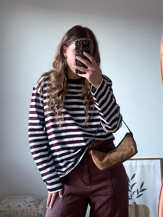 SOPHIA boxy striped longsleeve bordeaux