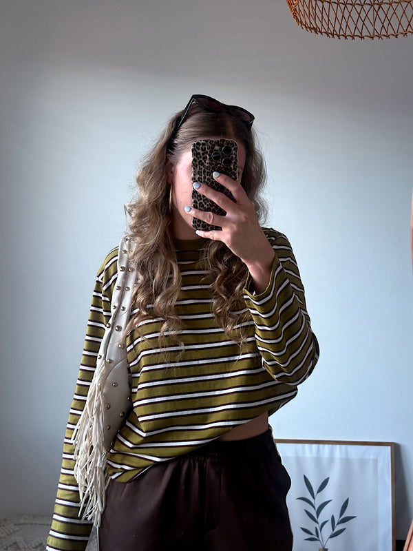 SOPHIA boxy striped longsleeve green