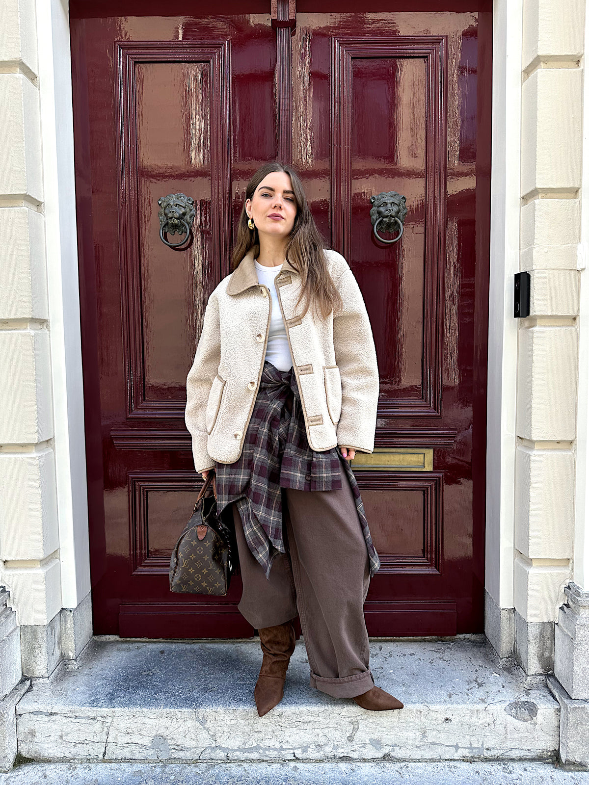 Sadie teddy reversible suede jacket camel