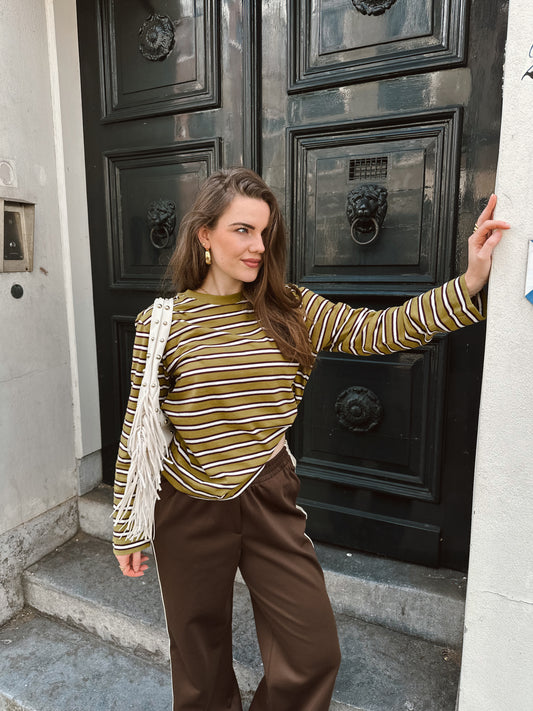 Sophia boxy striped longsleeve green