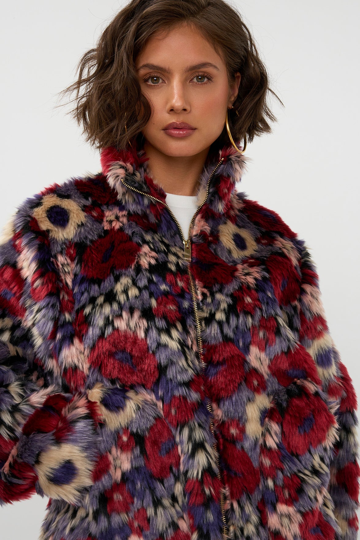 Studio Amaya Alena jas faux-fur bordeaux