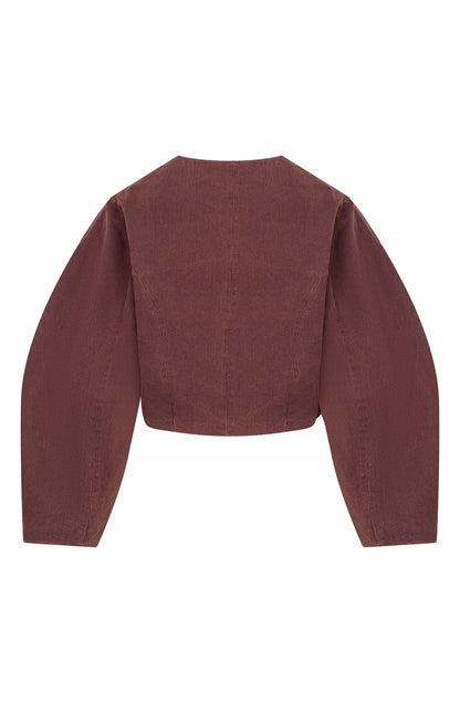 Studio Amaya Kael denim jacket bordeaux