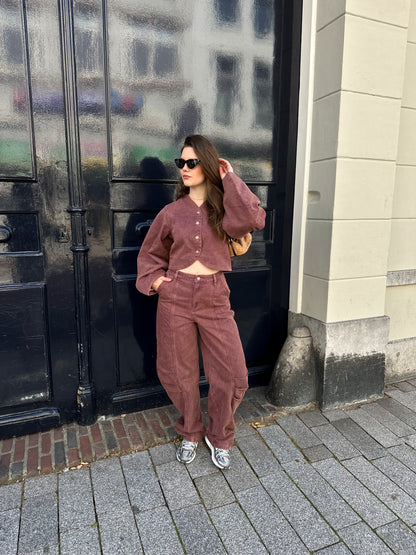 Studio Amaya Kael denim jacket bordeaux