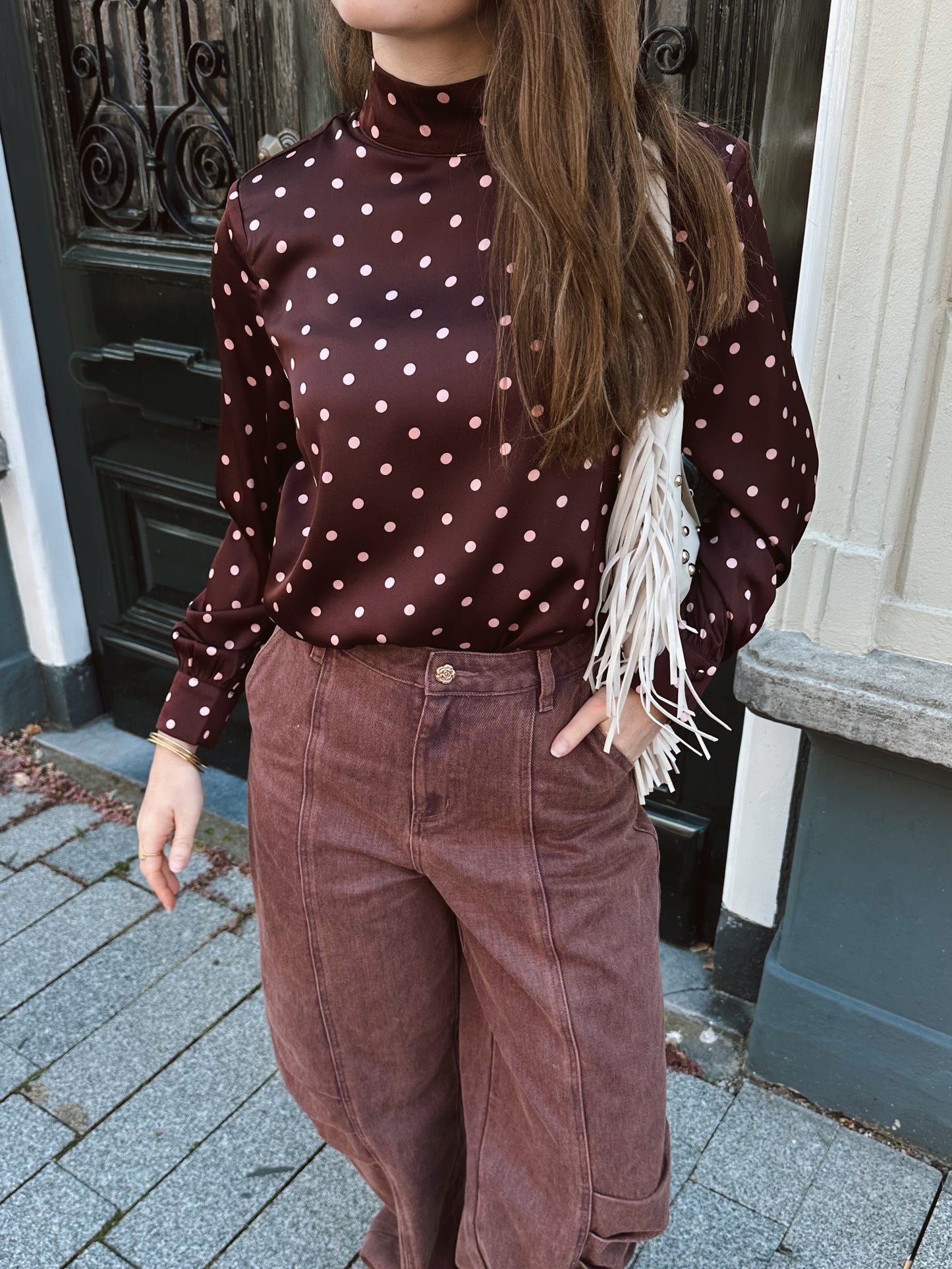 Studio Amaya Selya blouse polkadot bordeaux