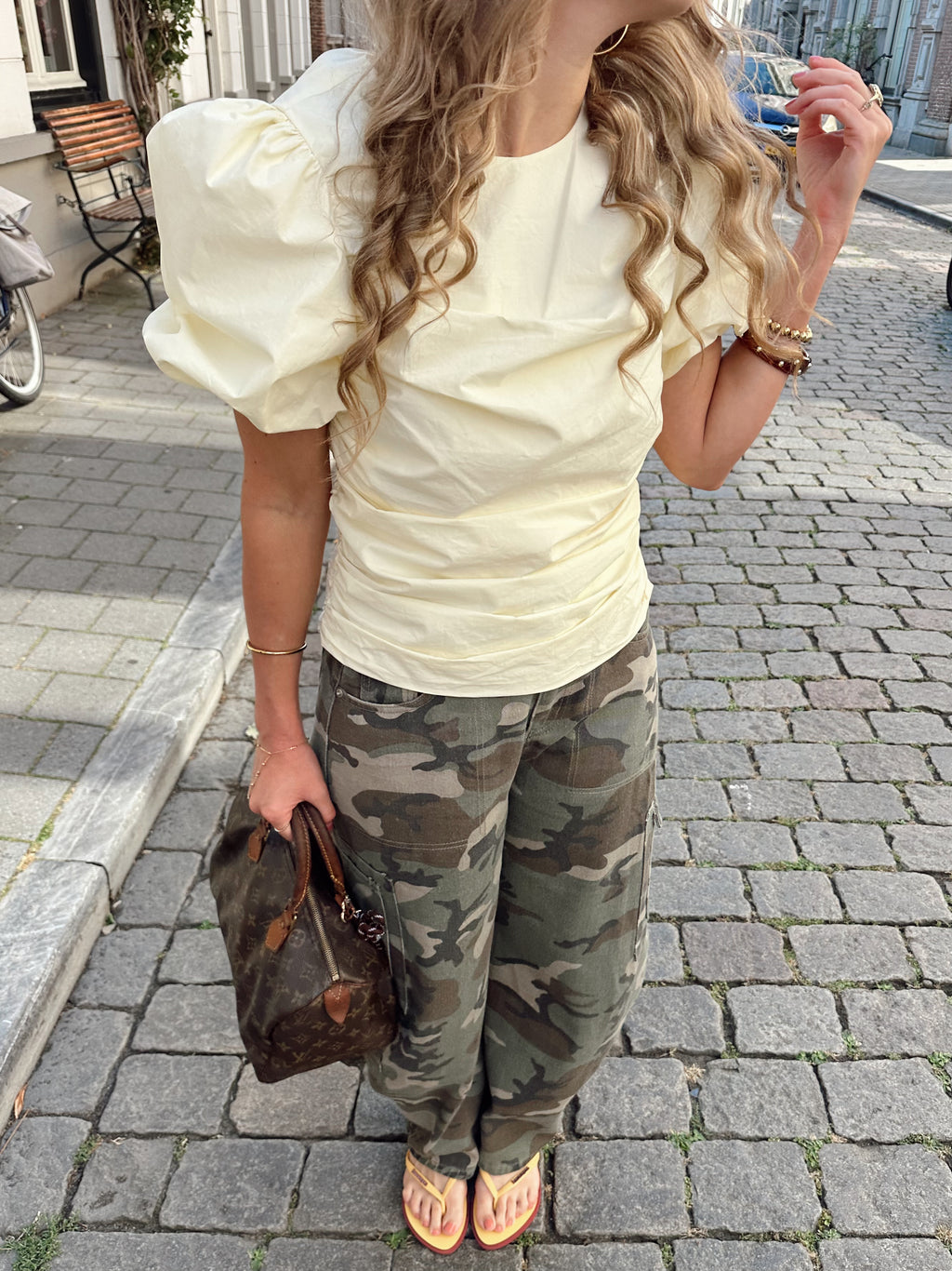 Tessa camouflage jeans baggy barrel fit army