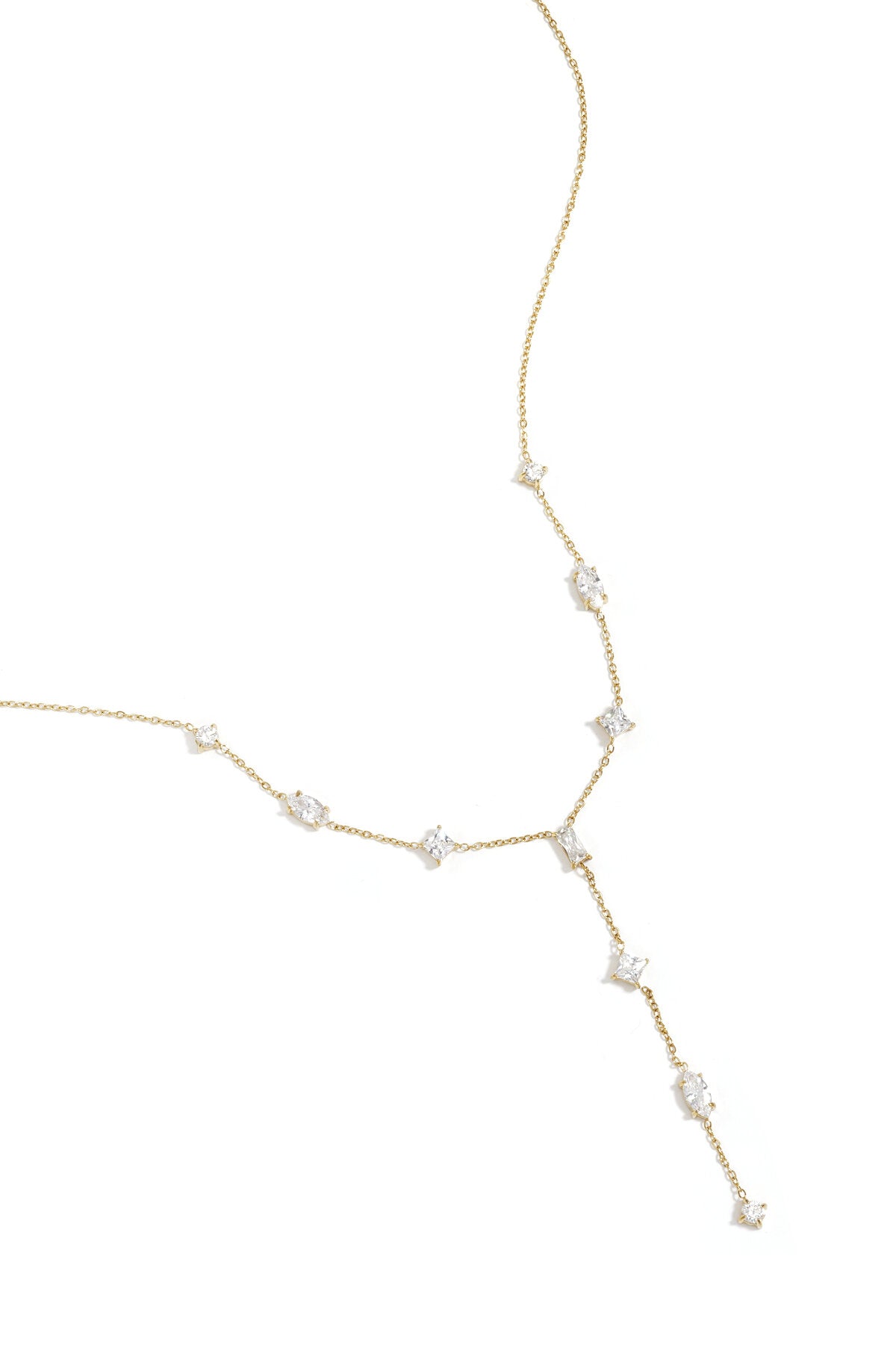 Lucky Y-line necklace with stones