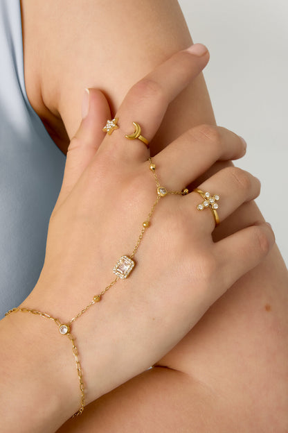 Begin again handchain armband met steentje