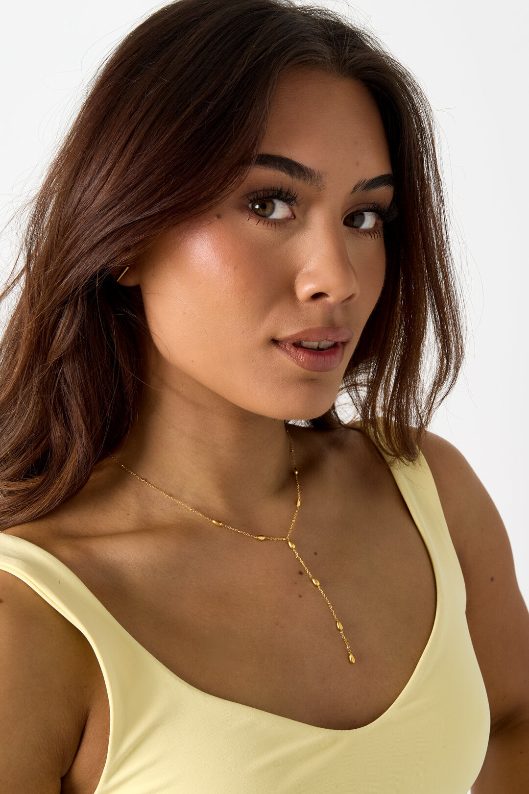 Lucky Y-line necklace with stones