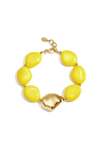 Eurosummer bracelet with organically shaped statement beads yellow