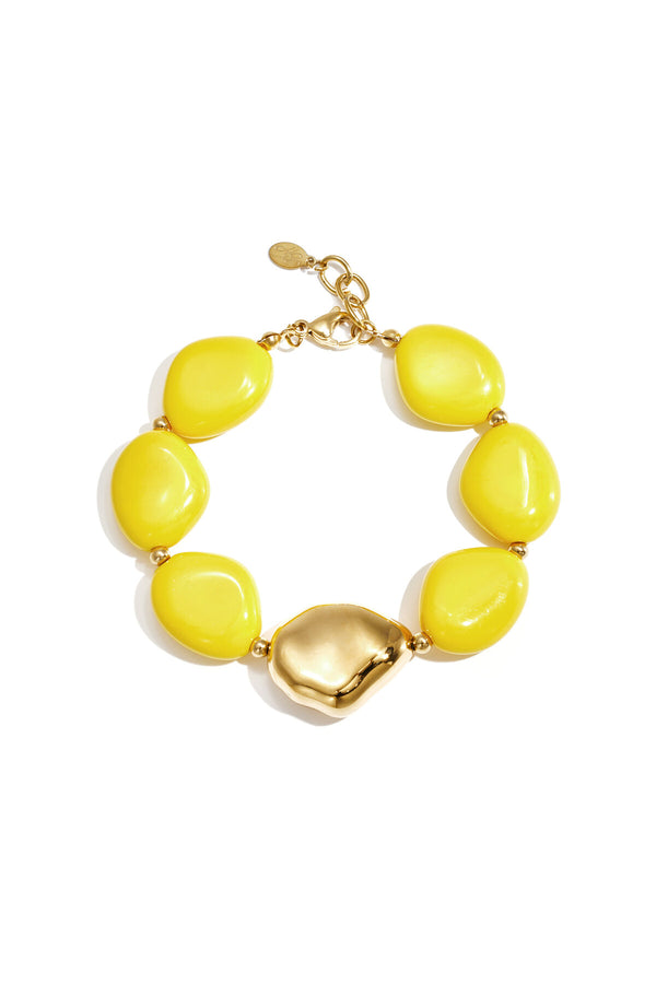 Eurosummer bracelet with organically shaped statement beads yellow